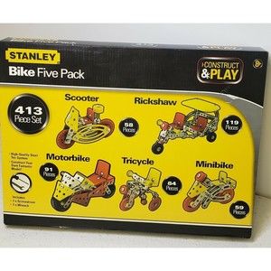 Construct & Play 513 Piece  Stanley Five Bike Pack Set New Sealed